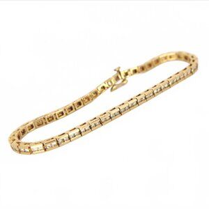 Vintage 14kt Yellow Gold Diamond 1.50 CT Channel Set Tennis Link Bracelet